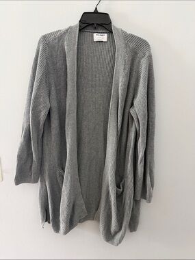 Old Navy Gray Long Open-Front Knit Cardigan